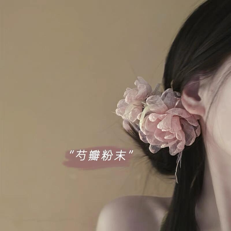 雰囲気のある羽の花の女性用ヘアクリップ、高級フレンチスタイルの優しい牡丹のヘアクリップ、気質のあるサメのヘアクリップ、ヘアアクセサリークリップ|undefined