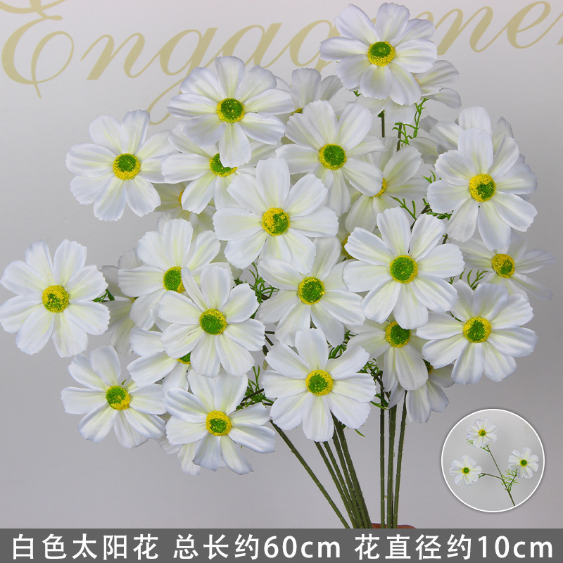 Bodas de flores de seda de imitación blanca flores falsas decorativas floral sala de bodas floral hogar ramo único camino de introducción de flores