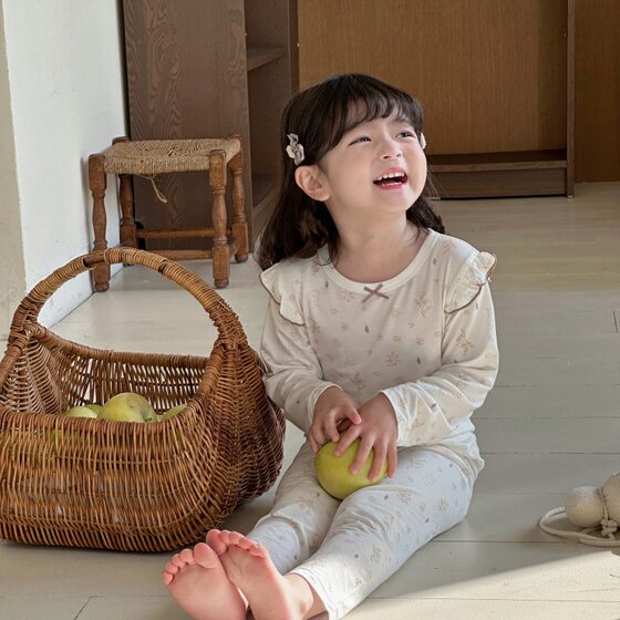Factory Outlet Green Bor Class A Yoko Silk Children's Long Sleeve suit Super Elastic Skin-Friendly Home Children's Pajamas suit