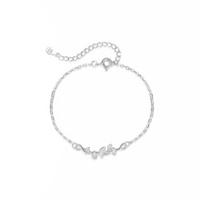 s999纯银银杏叶手链个性森系小清新手镯文艺简约叶子银饰品批发