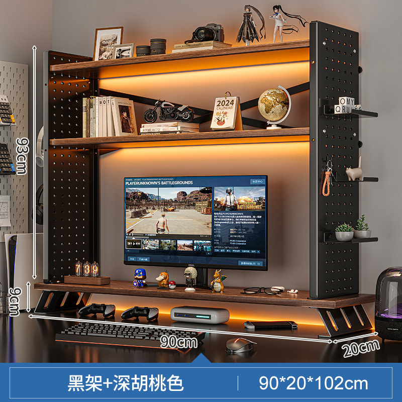 Estante de escritorio, tablero de agujero de escritorio, estante de almacenamiento multicapa, estante de escritorio para el hogar, estante de aumento de computadora simple moderno