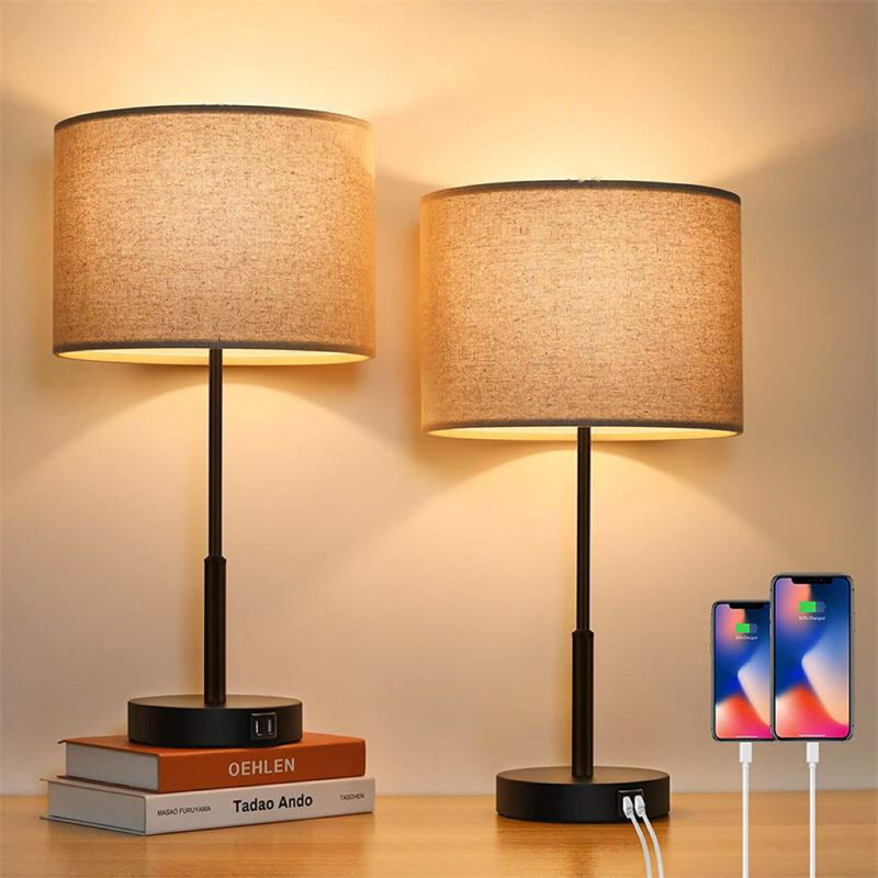 Bedroom Table Lamp Simple Modern Touch Three-Level Dimming Cross-Border Amazon Hot Model with USB Charging Bedside Table Lamp Bedroom Table Lamp Simple Modern Touch Three-Level Dimming Cross-Border Amazon Hot Model with USB Charging Bedside Table Lamp