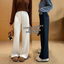 神级修腿！真丝羊毛醋酸明线西装裤加厚窄版直筒阔腿毛呢裤女冬季