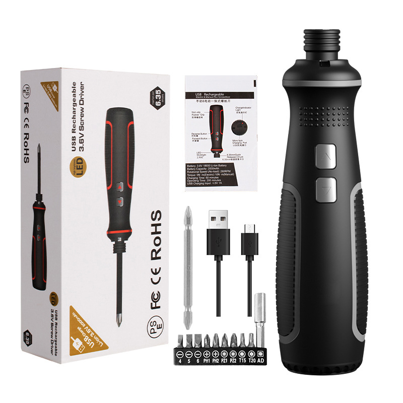 Juego de destornilladores eléctricos mini portátiles recargables de 3.6V, suministro de fábrica