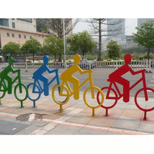 抽象人物運動健康雕塑標識焊接噴塗公園跑步標識自行車運動標識牌