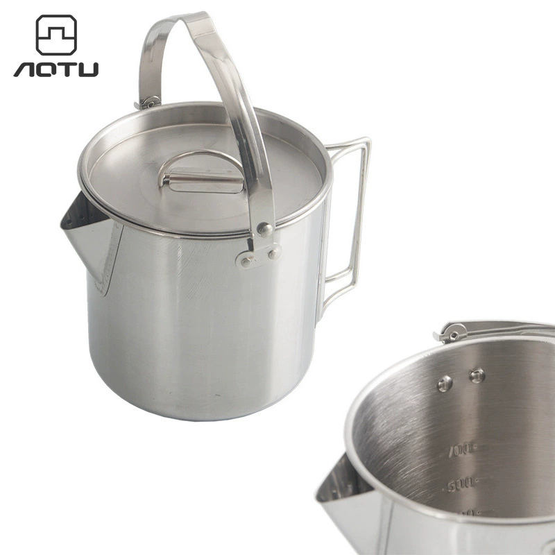 Открытый 430 чайник из нержавеющей стали 1,2 л альпинистский кемпинговый чайник Портативный подвесной горшок посуда кофейник горшок для пикника