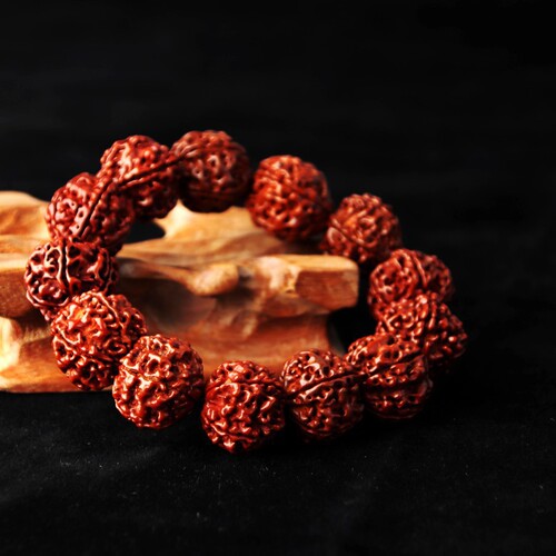 Five-Petaled Vajra Bodhi Bead Bracelet with Ox Horn Design, Nepalese Burst Meat Genuine Hand-Held Buddhist Rosary Original Seeds, Unisex Cultural and Craftsmanship Accessory