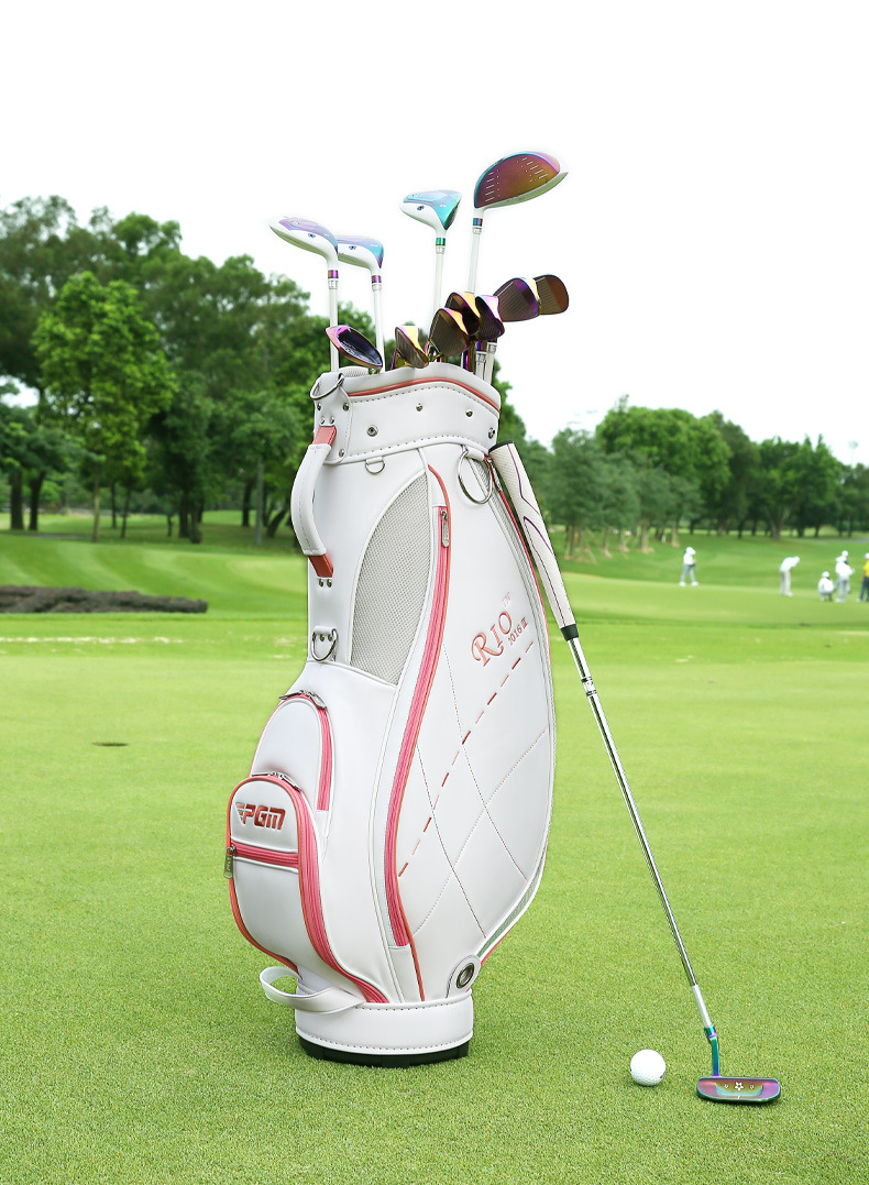 Túi golf PGM tiêu chuẩn nữ nhẹ, chất liệu PU, kích thước 123x22x35 cm — QB042-Trắng hồng, QB042-Màu xanh trắng chi tiết 6