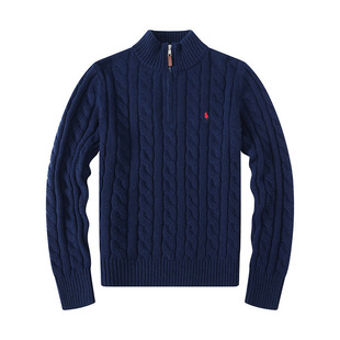 Men's Spring and Autumn New 2025 New Sweater Knitted Sweater Top Wool Base Half Zipper Sweater Fashion Trendy Men