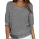 Spring new cross-border European and American style solid color round neck sweater women's commuter elegant 3/4 sleeve top air conditioning shirt