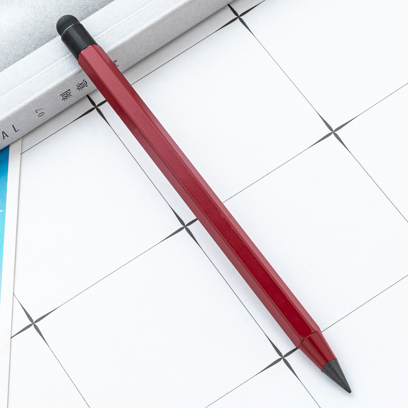 Tecnología negra sin afilar lápiz eterno para dibujar escritura no es fácil de romper lápiz capacitivo de pantalla táctil lápiz hexagonal