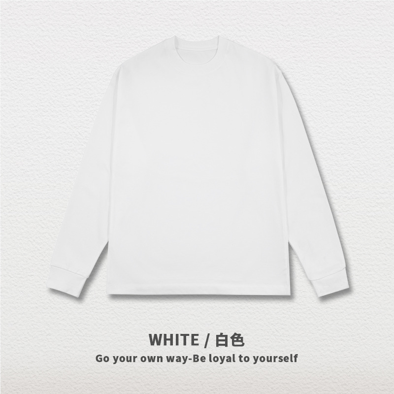 クロスボーダー330g重ポンド双紗長袖tシャツ男性ゆったり潮牌アメリカ式小襟元純綿底シャツtシャツオーダーメード