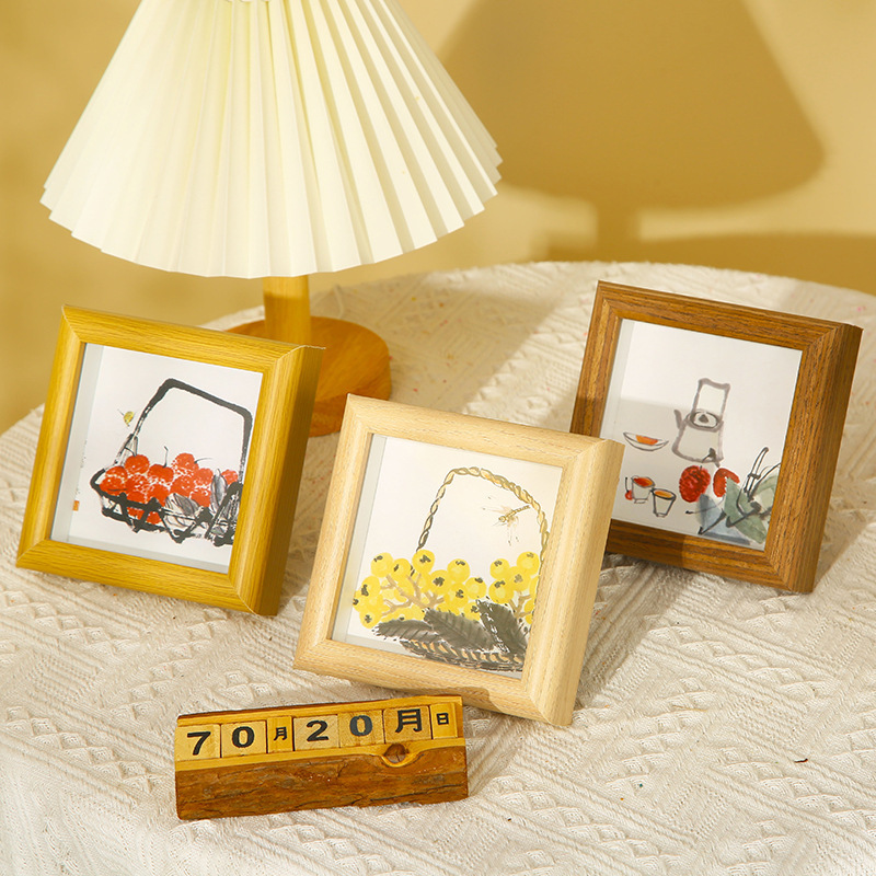 Creative oil painting stick diy framed frame Palace GRID Mini photo frame square children's works frame square 4-inch