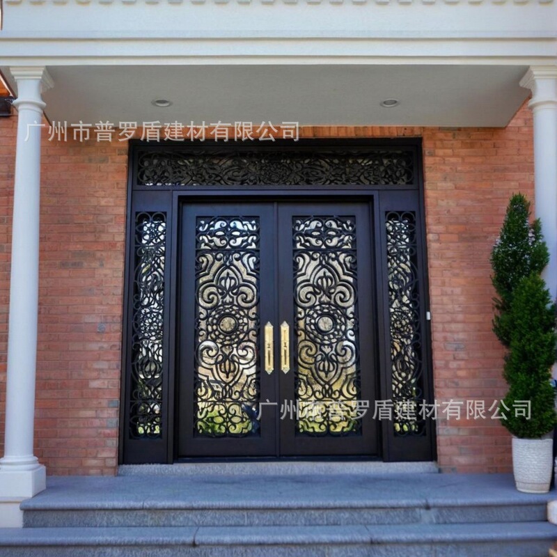 Chengdu Self-Built House Wrought Iron Entrance Door Villa Forged European-Style Double-Door Iron Courtyard Gate Chengdu Self-Built House Wrought Iron Entrance Door Villa Forged European-Style Double-Door Iron Courtyard Gate