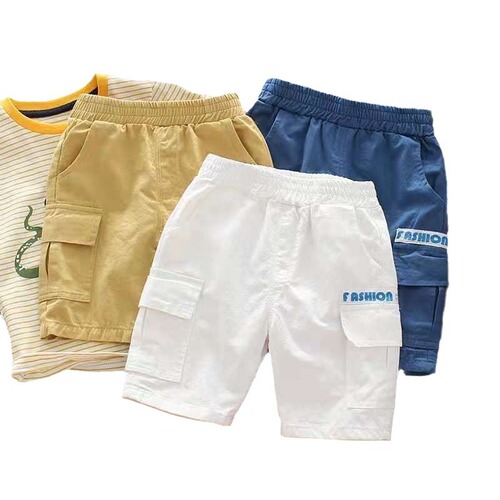 Boys' cotton shorts Korean style children's summer overalls baby casual shorts medium pants boys' five-quarter pants fashionable
