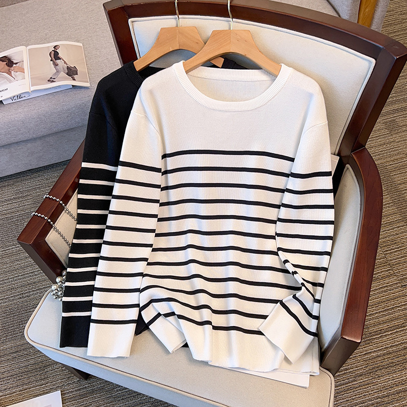 200/ 175kg Plus-Size Women's Pullover Round-Neck Base Sweater Knitwear for 300 Pounds 8111