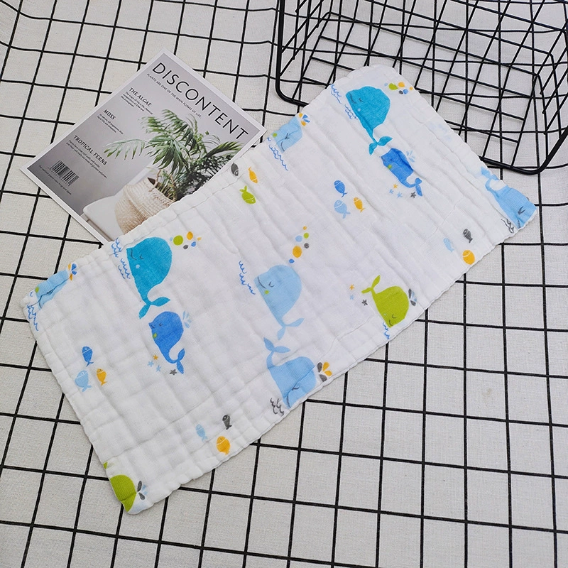Children's Gauze Cotton Baby Towel & Cartoon Bib, Soft Face/Hand Wipe, Sizes 25×25–30×50 cm
