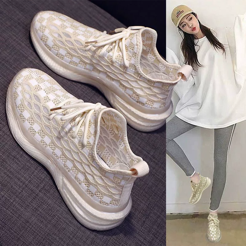 Кокосовая обувь, женская обувь, 2023, новые летние дышащие кроссовки, тонкие сетчатые туфли с полым желе, Женская сетчатая обувь для бега