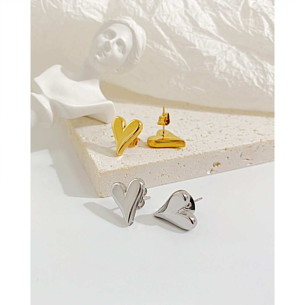 Fashion Heart Shape Stainless Steel Ear Studs Stainless Steel Earrings