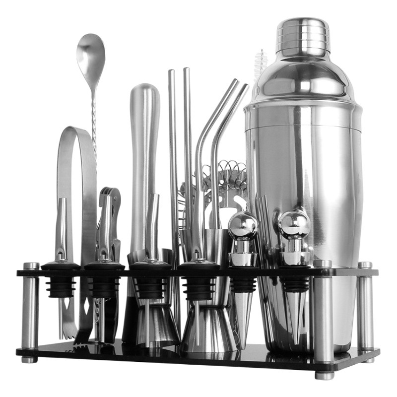Cross-border Explosions Ice Block Acrylic Shock Pot Bartender Full Set Cocktail Tools Stainless Steel Cocktail Shaker suit