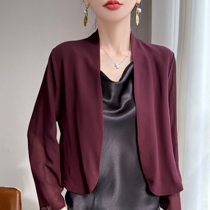 Georgette Women's Blazer Jacket Paired with a Breathable and Stylish Cardigan, Thin Blazer Jacket for Women in Summer