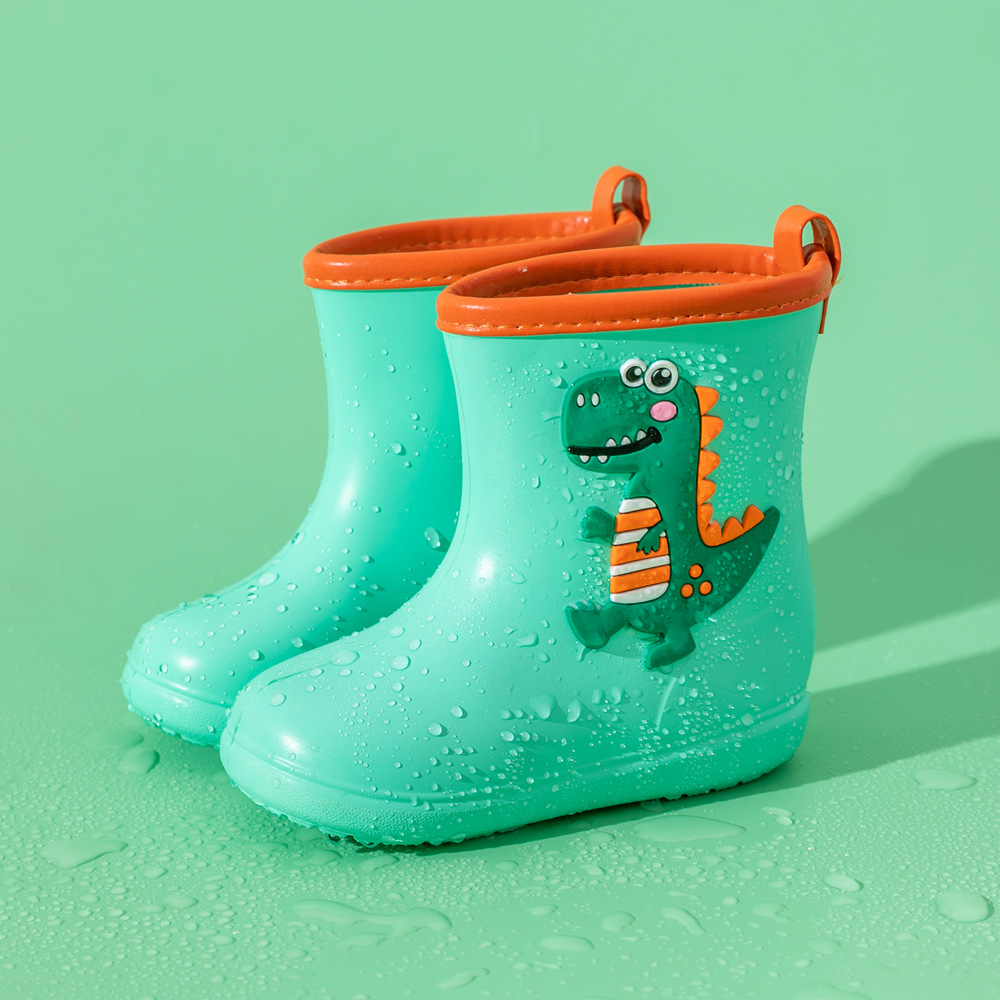 Children's Rain Boots 2025 New Kindergarten Non-Slip Rain Boots for Boys and Girls Wear-Resistant and Waterproof Small Dinosaur Mid-Tube Water Shoes