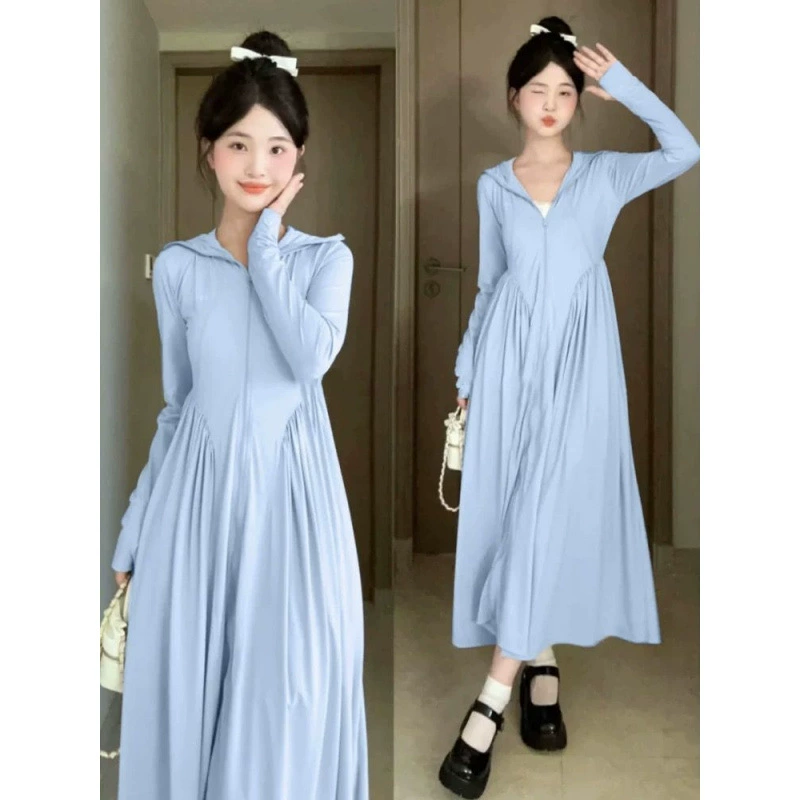 Новая летняя солнцезащитная одежда, солнцезащитная одежда с двойной молнией на талии для женщин, которую можно носить на улице, солнцезащитная одежда с капюшоном Super Fairy для маленьких людей