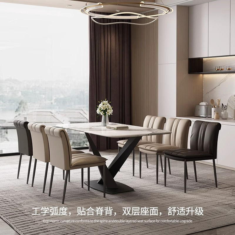 Silla de comedor para el hogar de lujo ligero italiano Silla de respaldo Silla de hotel de diseño Silla de comedor minimalista moderna