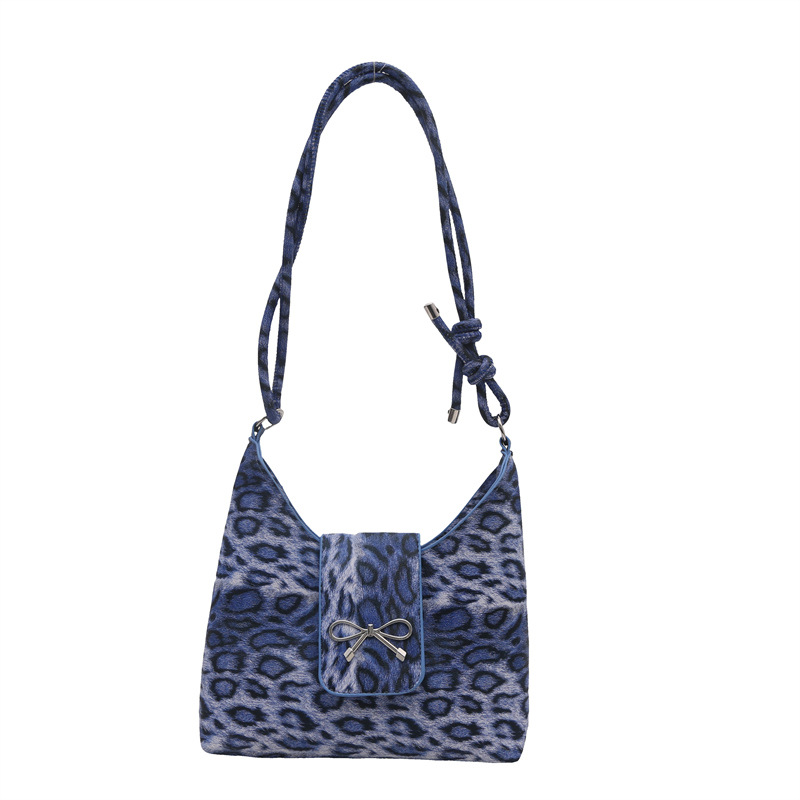 Leopardo arco brazo bolso para mujeres 2024 otoño nuevo nicho de diseño simple bolso de hombro exterior