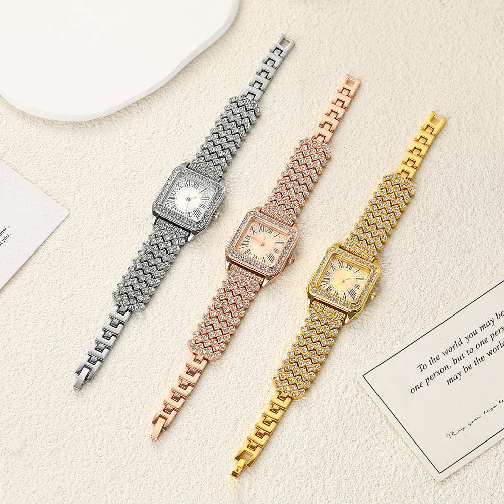 Foreign Trade Fashion Casual Compact Square Women's Watch Creative Watch Full of Stars and Diamonds Simple Women's Watch