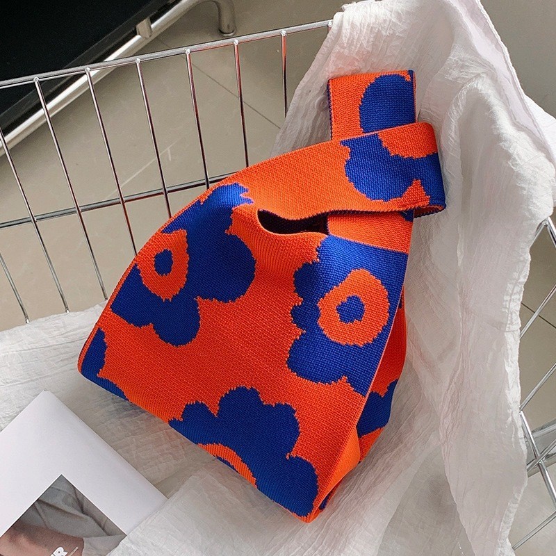 人気の厚みのある花柄ニットバッグ、ニットバッグ、誕生日ギフトバッグ、ニットバッグ、ハンドバッグ、リストバッグ、ハンドバッグ|undefined