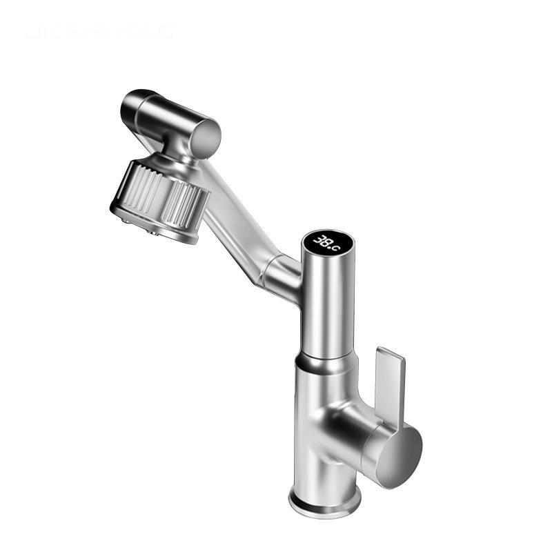 Grifos digitales inteligentes grises de pistola multifuncional para gabinete de baño doméstico lavabo de baño caliente y frío grifos anti-splash