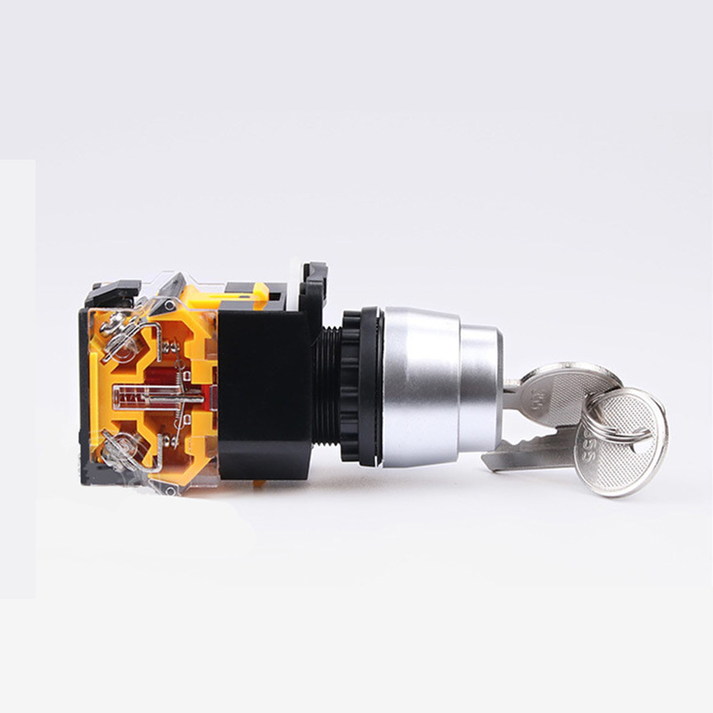 LA38-20Y3旋转按钮三档位带钥匙LA38-11Y2 两档旋转开关 自锁22mm