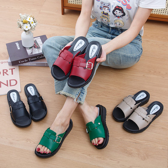 2025 Explosive Thick Bottom Flat Slippers Women's Summer Outer Wear New All-match Fashion High-face Value Women's Fairy Style Sandals