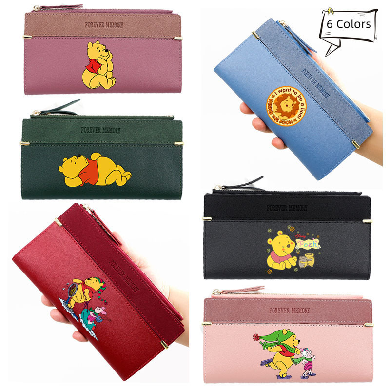 Anime peripheral Winnie the Pooh wallet student Long wallet hand zipper wallet female Coin card bag coin purse