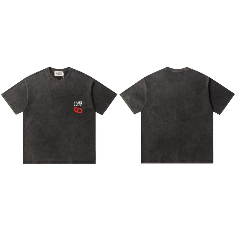 クロスボーダーファッションラグジュアリーマルジェラウォッシュプリントユニセックスルーズカジュアル万能半袖Tシャツドロップシッピング|undefined