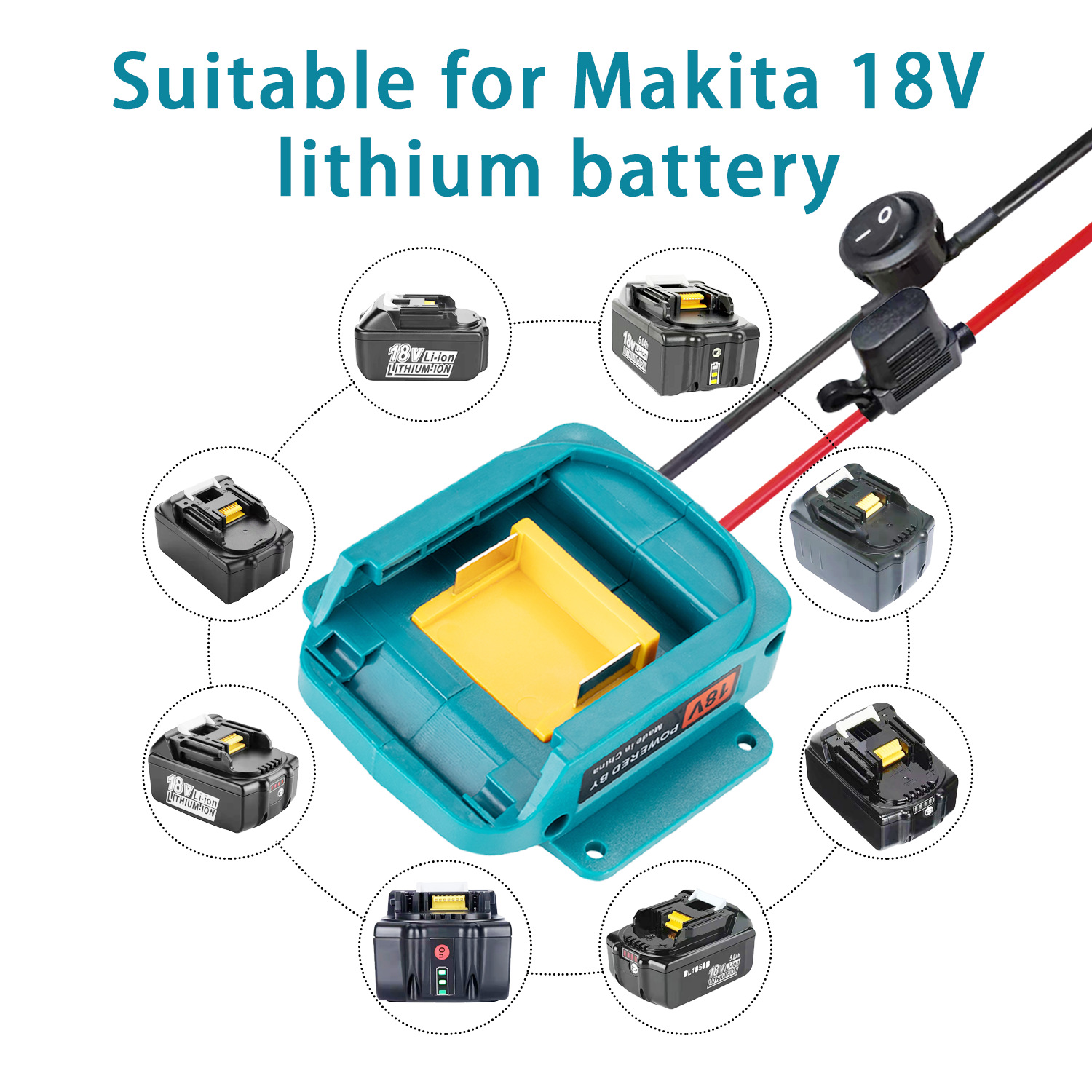 Makit牧田18V電池アダプターBL1860リチウム電池DIY変換器ケーブル付きアダプター