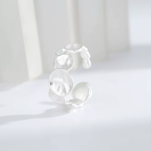2025 New Irregular Round Spoon Burnt White Open Ring Niche Design Adjustable Ring High-End