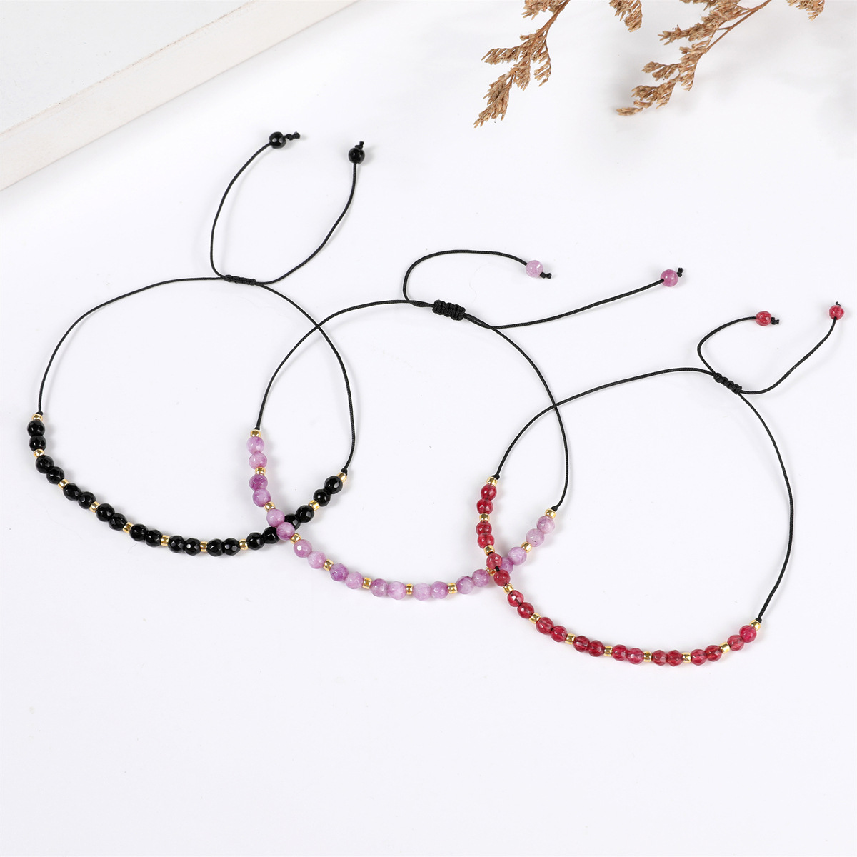 Wholesale Jewelry Casual Simple Style Round Natural Stone Beaded Knitting Bracelets display picture 3