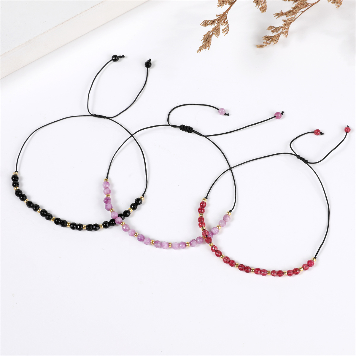 1 Piece Quantity Wholesale Jewelry Casual Simple Style Round Natural Stone Beaded Knitting Bracelets