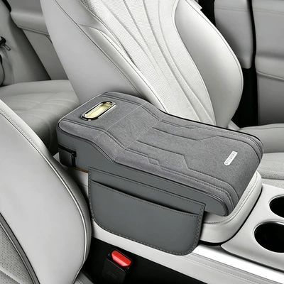 armrest box pad, suede car: Armrest box pad - gray