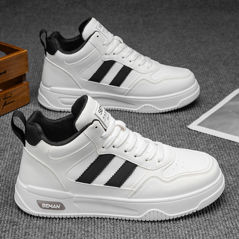Men's Shoes Autumn New Breathable Versatile Casual High-Top Sneakers Student Thick-Soled Sports Shoes Casual White Shoes for Men