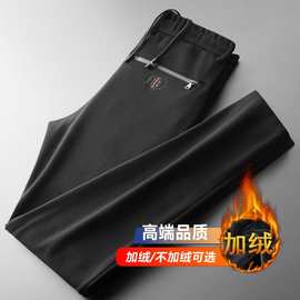 高端男裤秋季直筒卫裤加绒加厚休闲裤男士运动裤子宽松保暖棉裤65