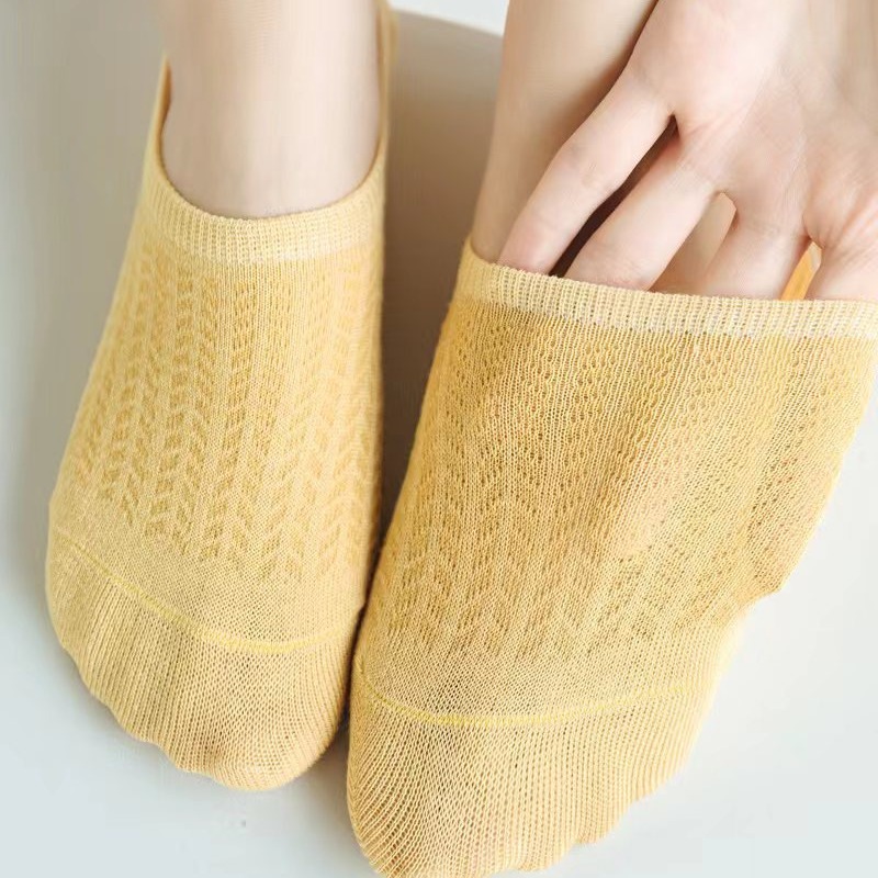 Calcetines de barco mujer invisible verano fresco color caramelo malla hueca boca baja calcetines de mujer calcetines de algodón de color sólido niños ins