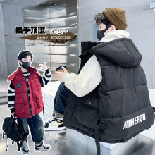 男童羽绒棉马甲秋冬款2025新款儿童外穿外套夹棉保暖连帽背心批发