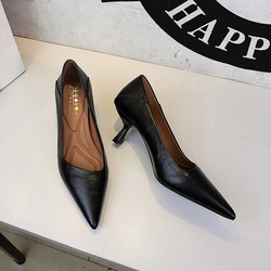 7098-2 French style comfortable and versatile commuting work pointed high heels for women with slim heels that do not rub against the feet, elegant single shoes