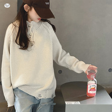 女童高领毛衣2025秋季新款针织衫中大童长袖上衣秋冬款套头衫外穿