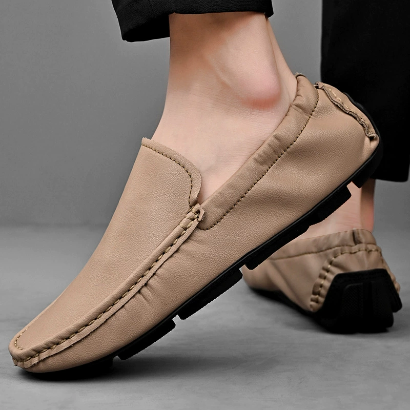 Мужская обувь из натуральной кожи, мужская обувь с мягким лицом, обувь для яичных рулетиков, белая повседневная обувь, ленивая обувь, автомобильная обувь с мягким днищем из британского говяжьего сухожилия
