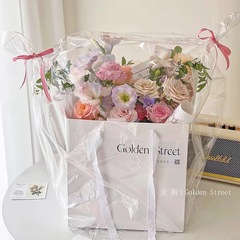 高透花束防塵袋 新款簡約花束套袋防雨防塵鮮花玻璃紙