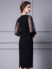 Wrapped buttocks skirt V-neck handmade studded diamond sleeve patchwork dress